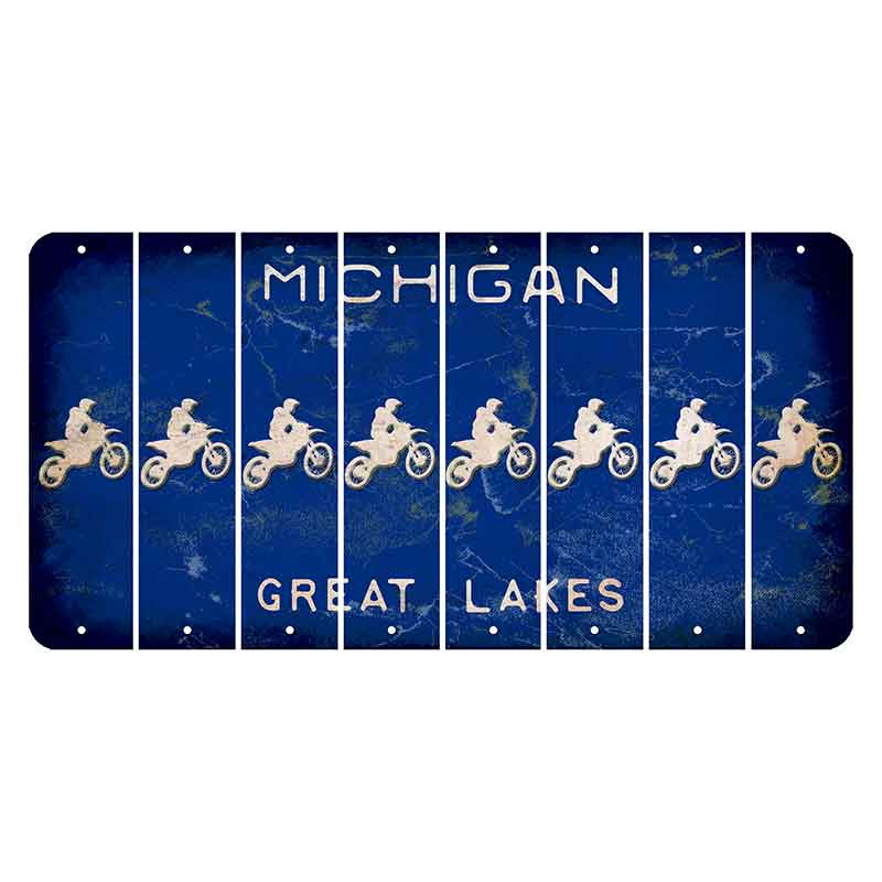 Michigan Blue Great Lakes Cut License Plate Strips (Set of 8) Dirtbike Rider