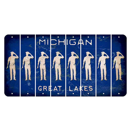 Michigan Blue Great Lakes Cut License Plate Strips (Set of 8) Police Officer