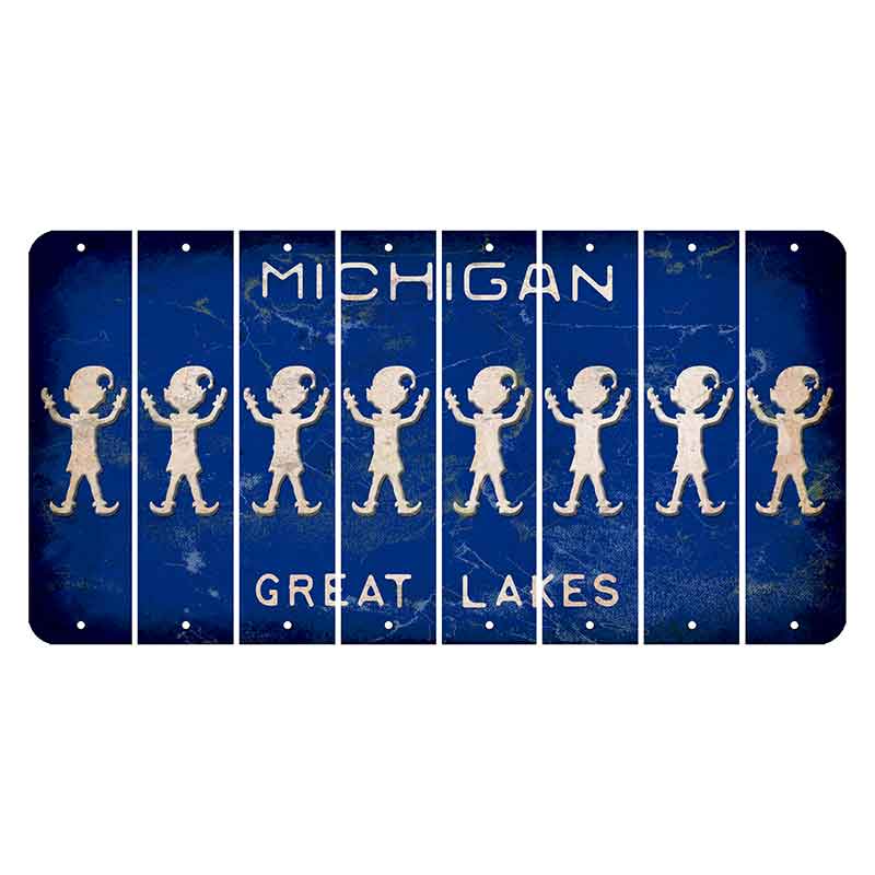 Michigan Blue Great Lakes Cut License Plate Strips (Set of 8) Elf