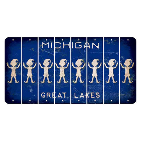 Michigan Blue Great Lakes Cut License Plate Strips (Set of 8) Elf