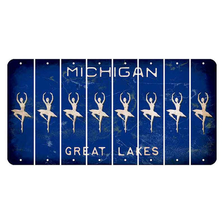 Michigan Blue Great Lakes Cut License Plate Strips (Set of 8) Ballerina Dancer