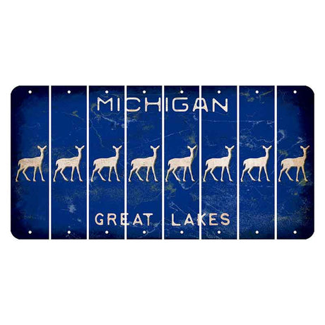 Michigan Blue Great Lakes Cut License Plate Strips (Set of 8) Doe