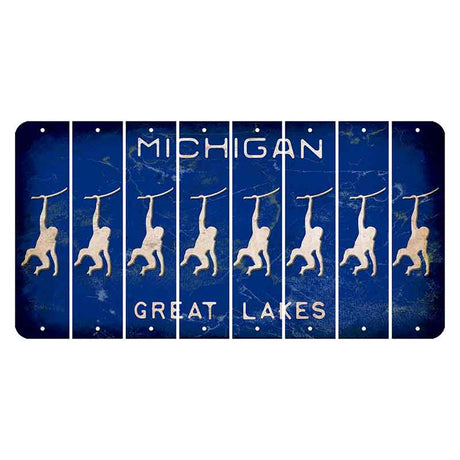 Michigan Blue Great Lakes Cut License Plate Strips (Set of 8) Monkey