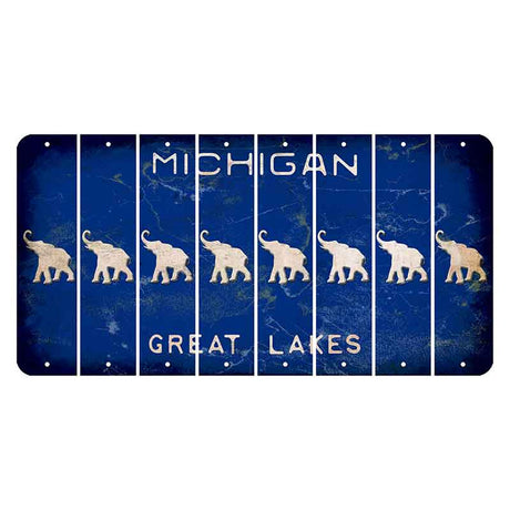 Michigan Blue Great Lakes Cut License Plate Strips (Set of 8) Elephant