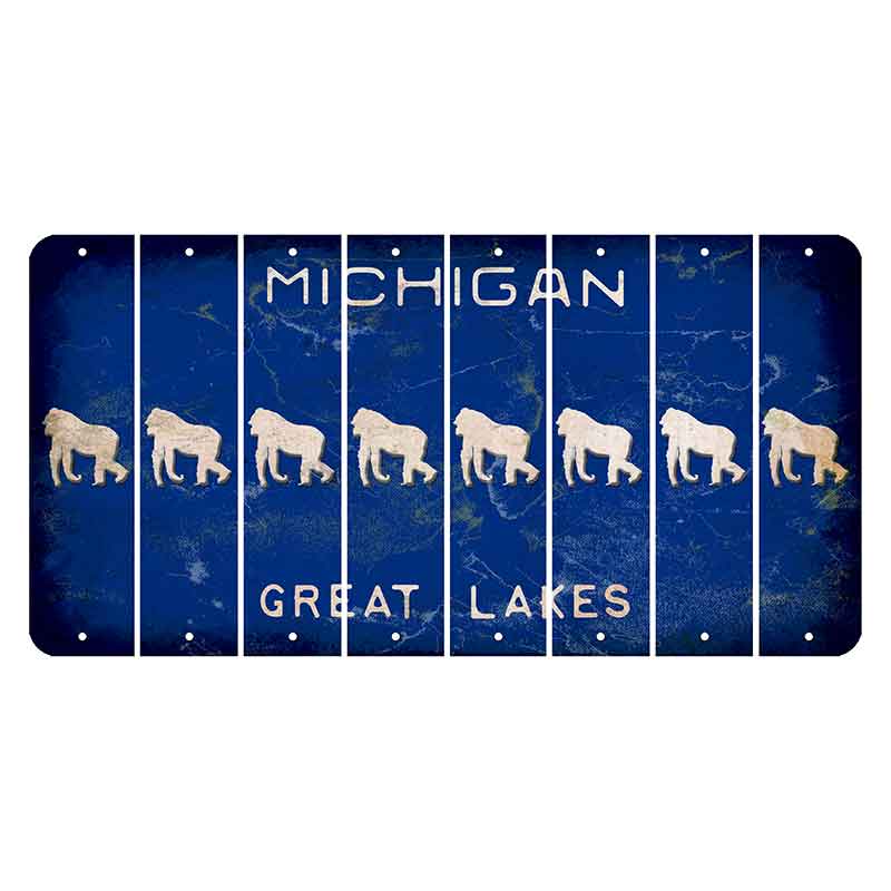 Michigan Blue Great Lakes Cut License Plate Strips (Set of 8) Gorilla