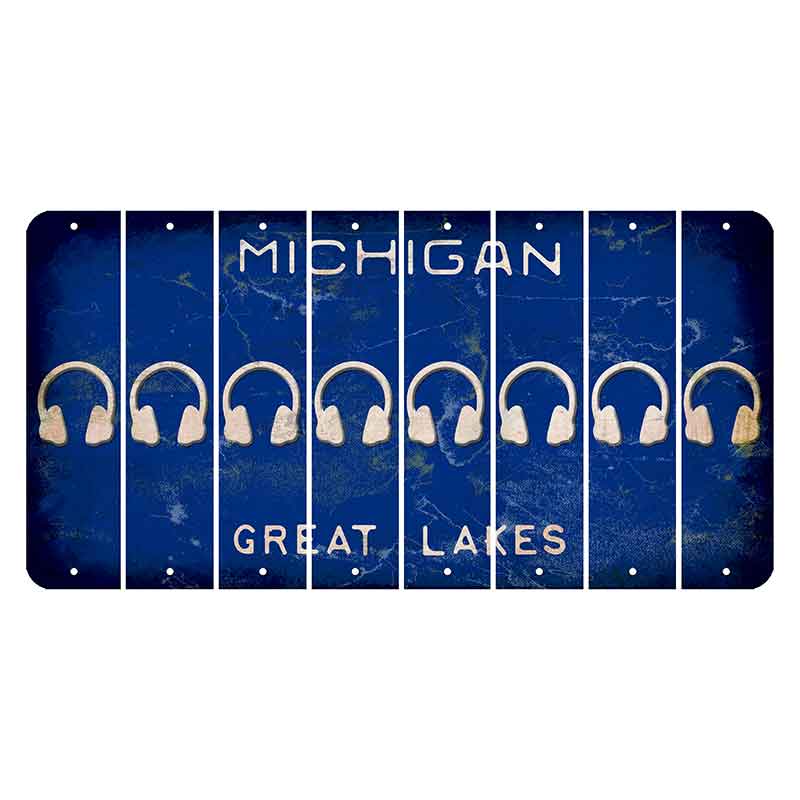 Michigan Blue Great Lakes Cut License Plate Strips (Set of 8) Headphones