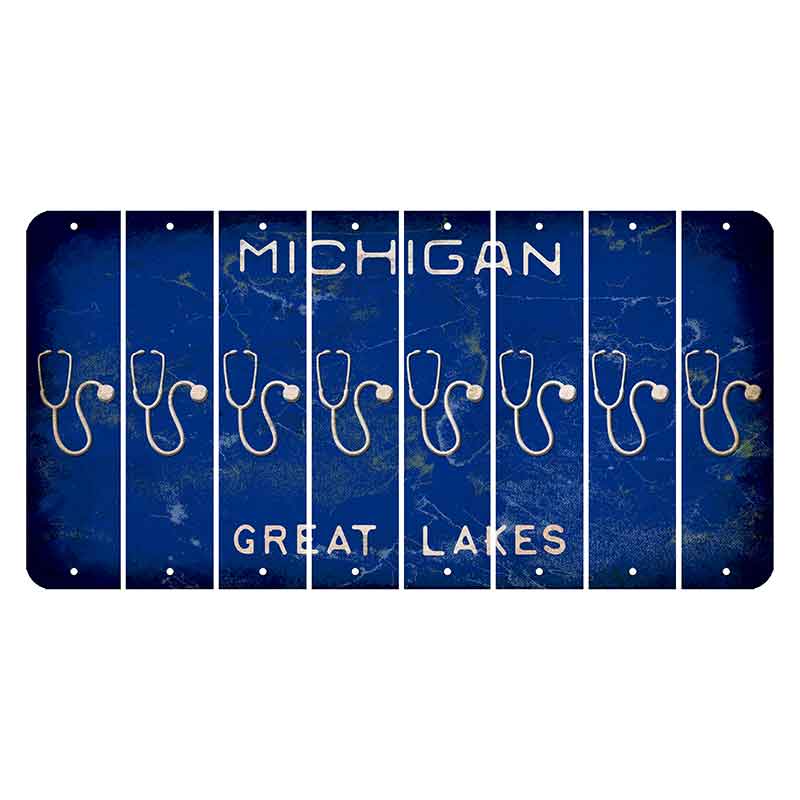 Michigan Blue Great Lakes Cut License Plate Strips (Set of 8) Stethoscope