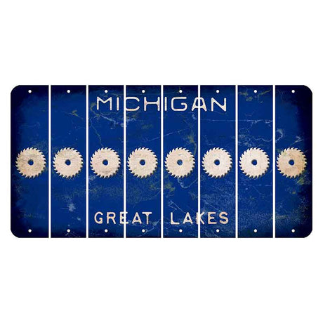 Michigan Blue Great Lakes Cut License Plate Strips (Set of 8) Saw Blade