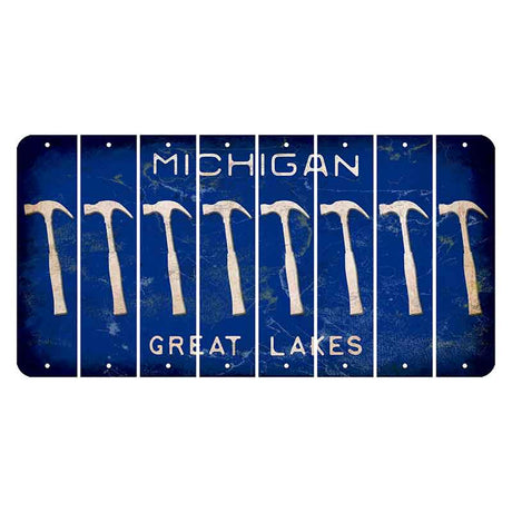 Michigan Blue Great Lakes Cut License Plate Strips (Set of 8) Hammer