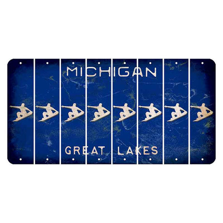 Michigan Blue Great Lakes Cut License Plate Strips (Set of 8) Snowboarder