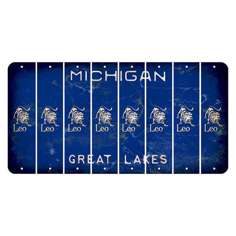 Michigan Blue Great Lakes Cut License Plate Strips (Set of 8) Zodiac Sign - Leo