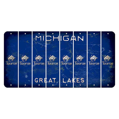 Michigan Blue Great Lakes Cut License Plate Strips (Set of 8) Zodiac Sign - Taurus