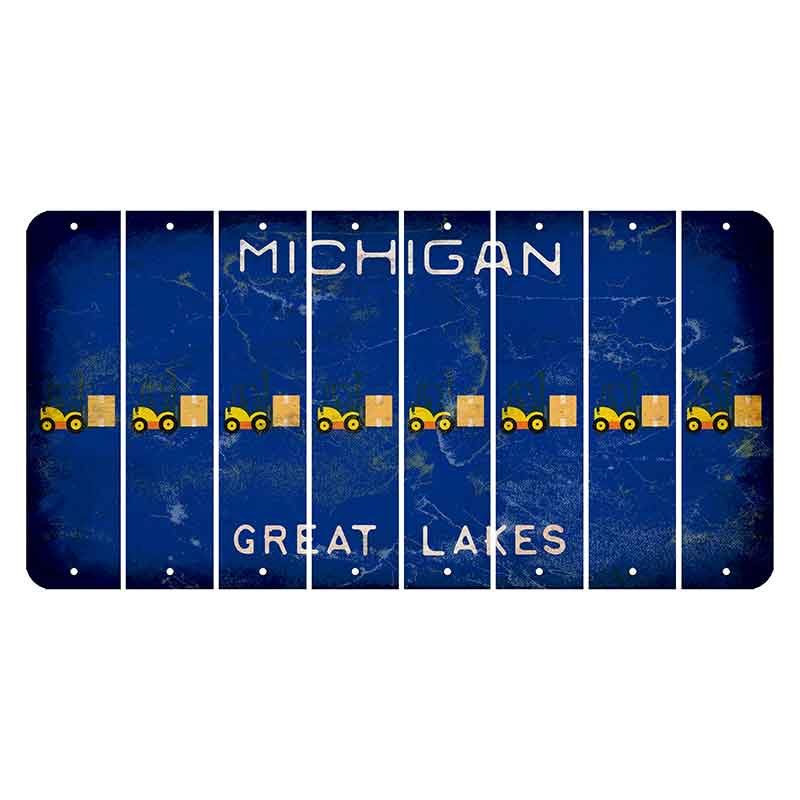 Michigan Blue Great Lakes Cut License Plate Strips (Set of 8) Forklift