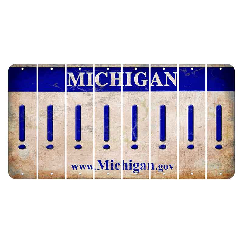 Michigan.gov Cut License Plate Strips (Set of 8) Exclamation Point