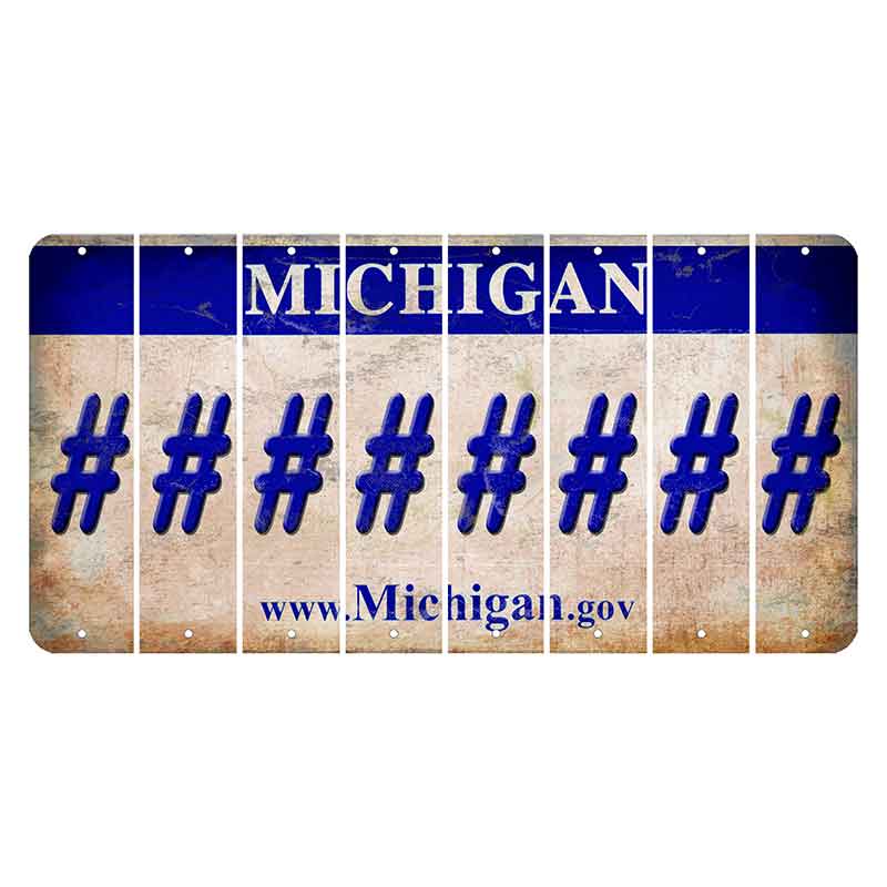 Michigan.gov Cut License Plate Strips (Set of 8) Hashtag