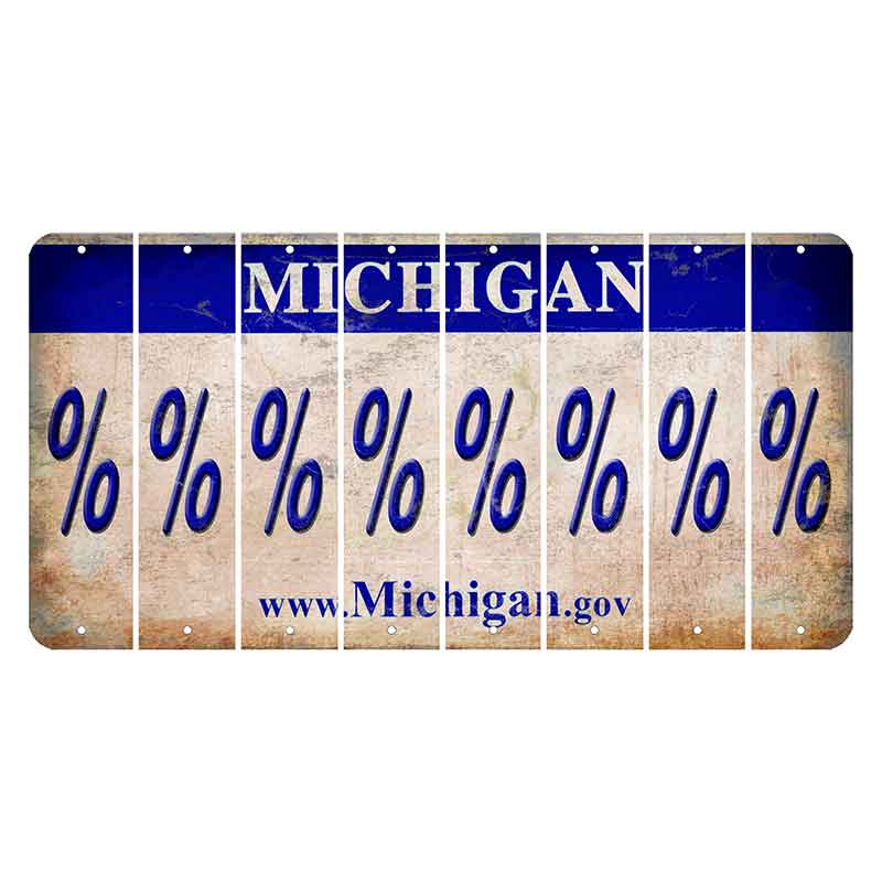 Michigan.gov Cut License Plate Strips (Set of 8) Percent Sign