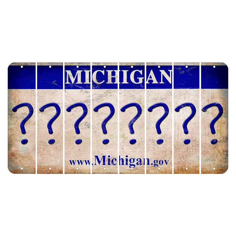 Michigan.gov Cut License Plate Strips (Set of 8) Question Mark