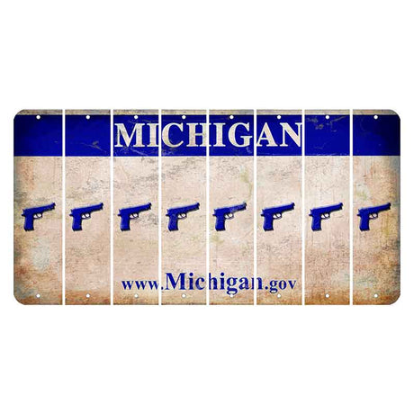 Michigan.gov Cut License Plate Strips (Set of 8) Handgun