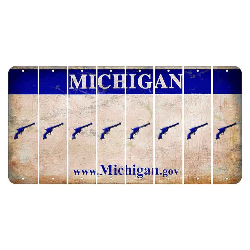 Michigan.gov Cut License Plate Strips (Set of 8) Revolver