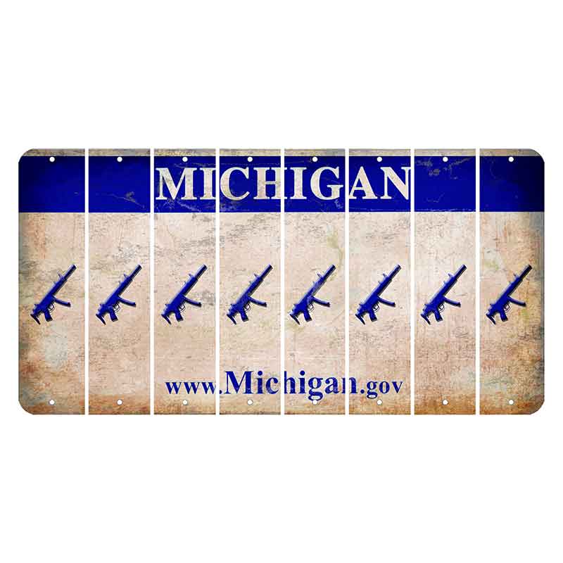 Michigan.gov Cut License Plate Strips (Set of 8) Submachine Gun