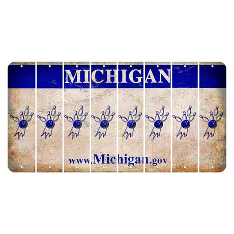 Michigan.gov Cut License Plate Strips (Set of 8) Bowling