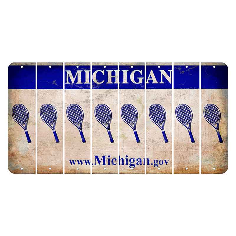 Michigan.gov Cut License Plate Strips (Set of 8) Tennis Racket