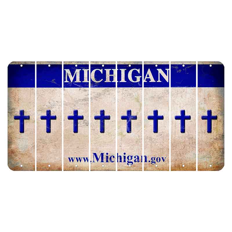 Michigan.gov Cut License Plate Strips (Set of 8) Cross