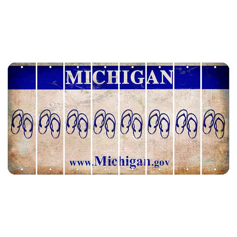 Michigan.gov Cut License Plate Strips (Set of 8) Flip Flops