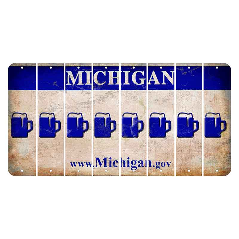 Michigan.gov Cut License Plate Strips (Set of 8) Beer Mug