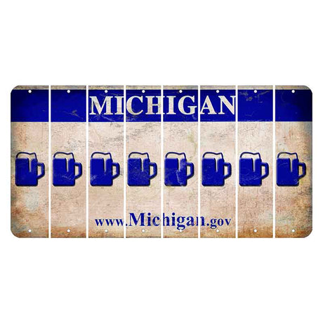 Michigan.gov Cut License Plate Strips (Set of 8) Beer Mug