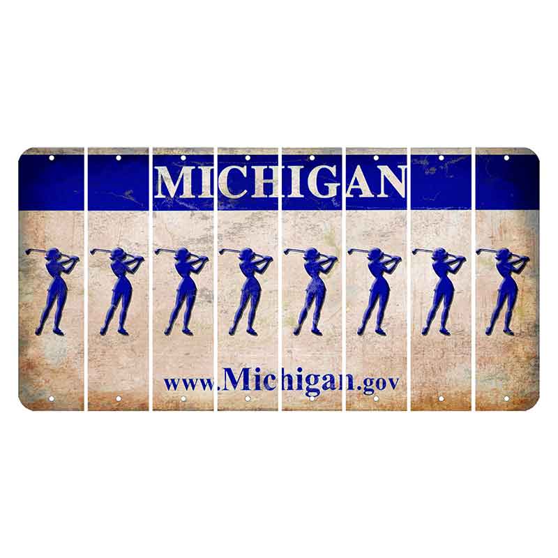 Michigan.gov Cut License Plate Strips (Set of 8) Female Golfer