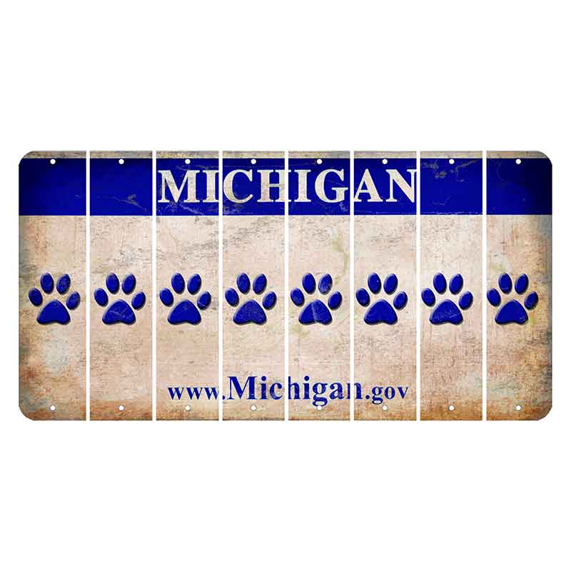 Michigan.gov Cut License Plate Strips (Set of 8) Dog Paw