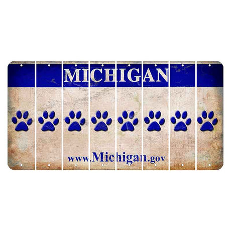 Michigan.gov Cut License Plate Strips (Set of 8) Dog Paw