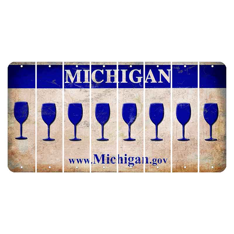 Michigan.gov Cut License Plate Strips (Set of 8) Wine Glass