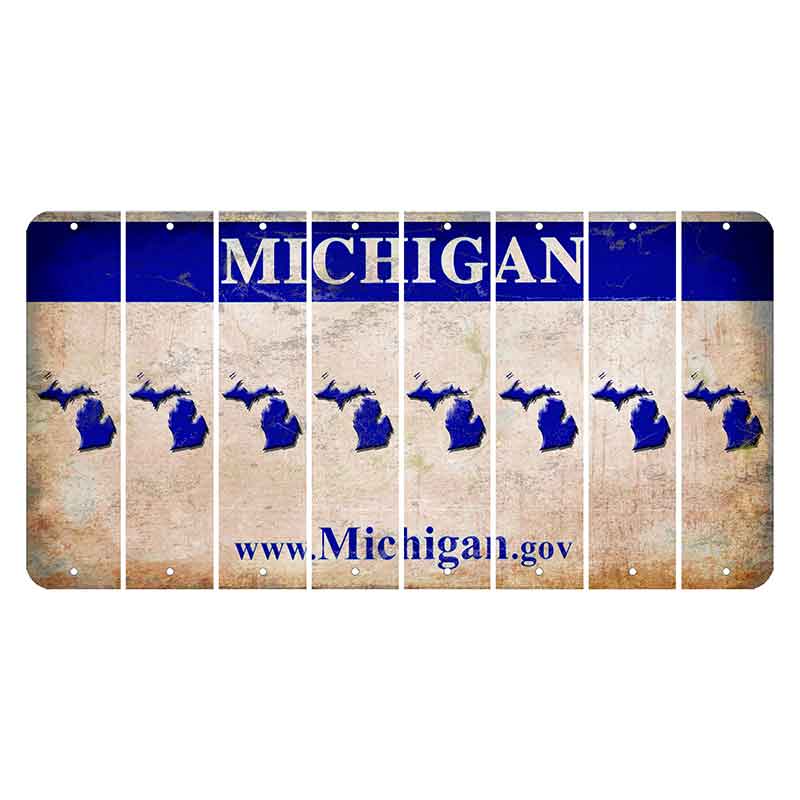 Michigan.gov Cut License Plate Strips (Set of 8) State Silhouette