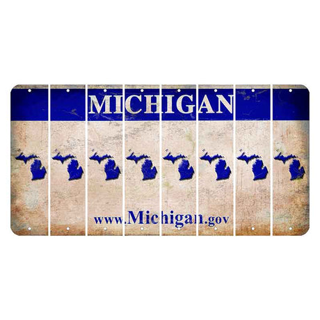 Michigan.gov Cut License Plate Strips (Set of 8) State Silhouette