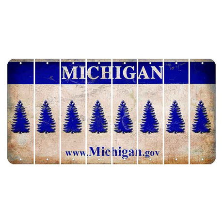 Michigan.gov Cut License Plate Strips (Set of 8) Pine Tree