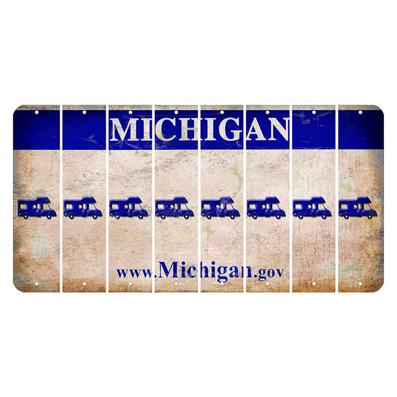 Michigan.gov Cut License Plate Strips (Set of 8) Camper