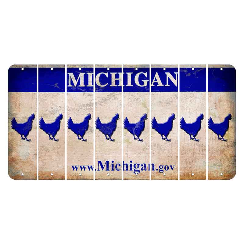 Michigan.gov Cut License Plate Strips (Set of 8) Chicken