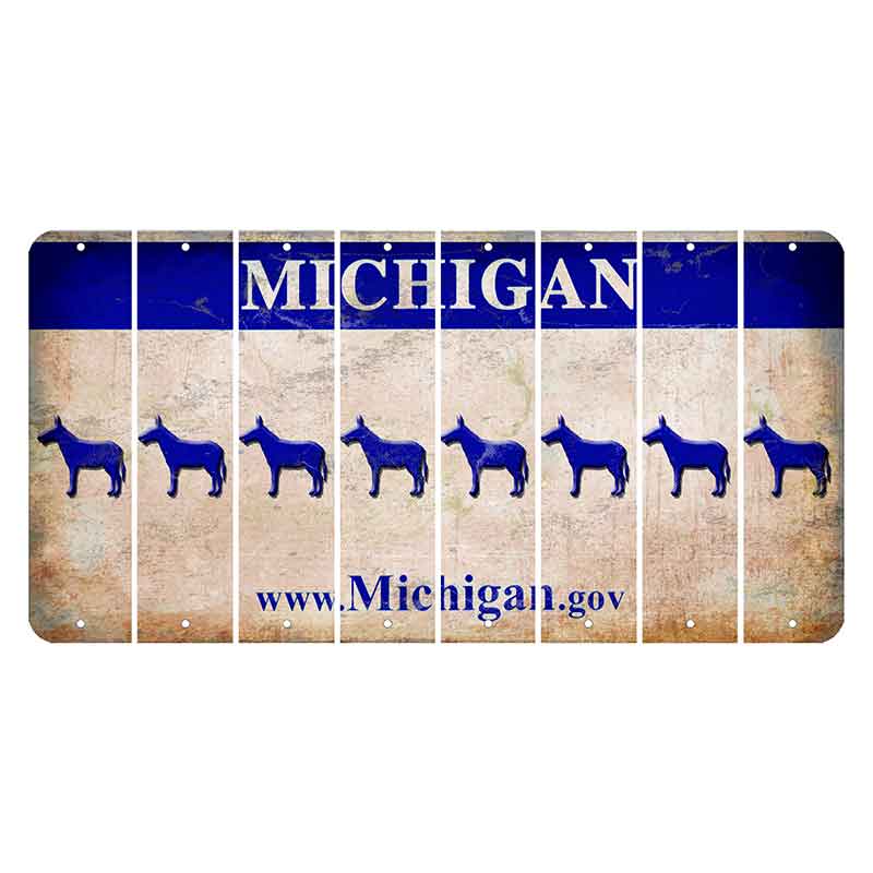 Michigan.gov Cut License Plate Strips (Set of 8) Donkey