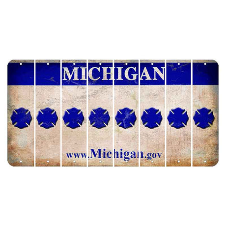 Michigan.gov Cut License Plate Strips (Set of 8) Fire Badge