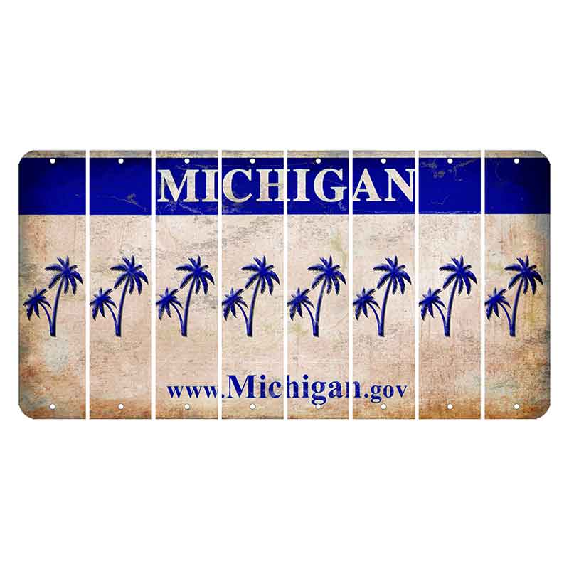 Michigan.gov Cut License Plate Strips (Set of 8) Palm Trees