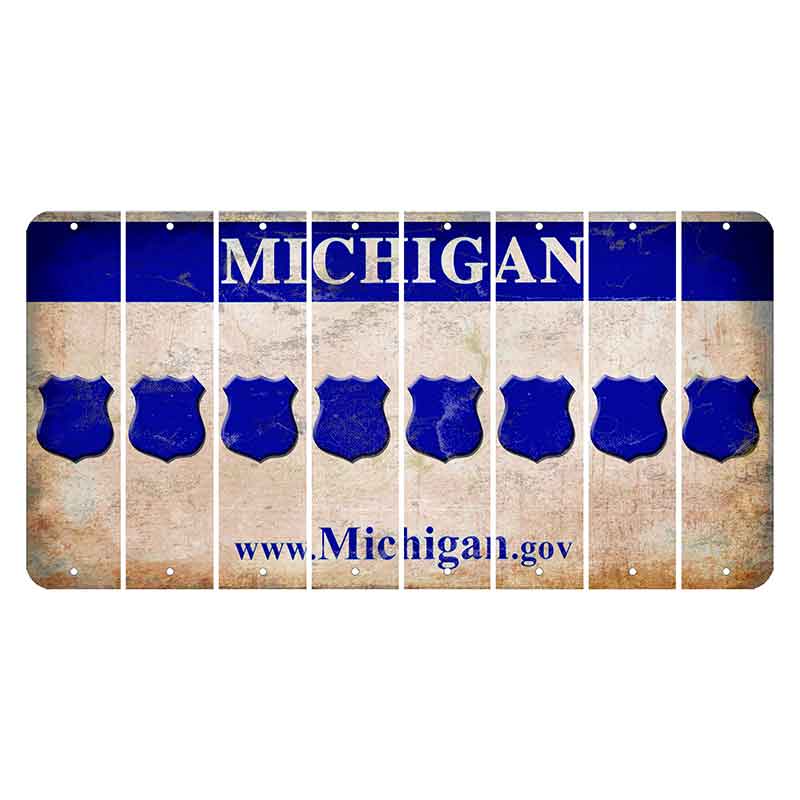 Michigan.gov Cut License Plate Strips (Set of 8) Police Badge