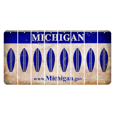 Michigan.gov Cut License Plate Strips (Set of 8) Surfboard