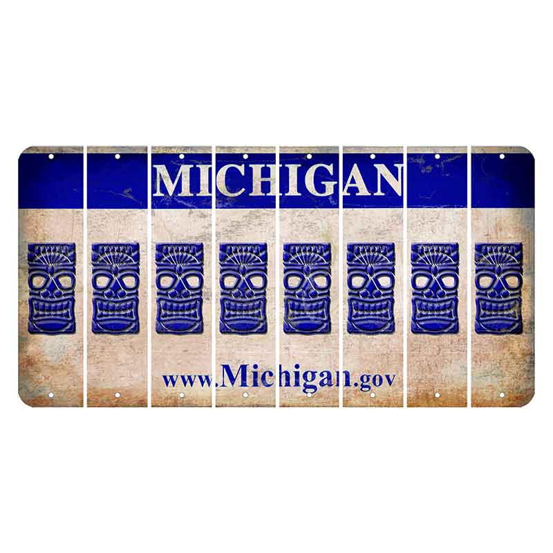 Michigan.gov Cut License Plate Strips (Set of 8) Tiki