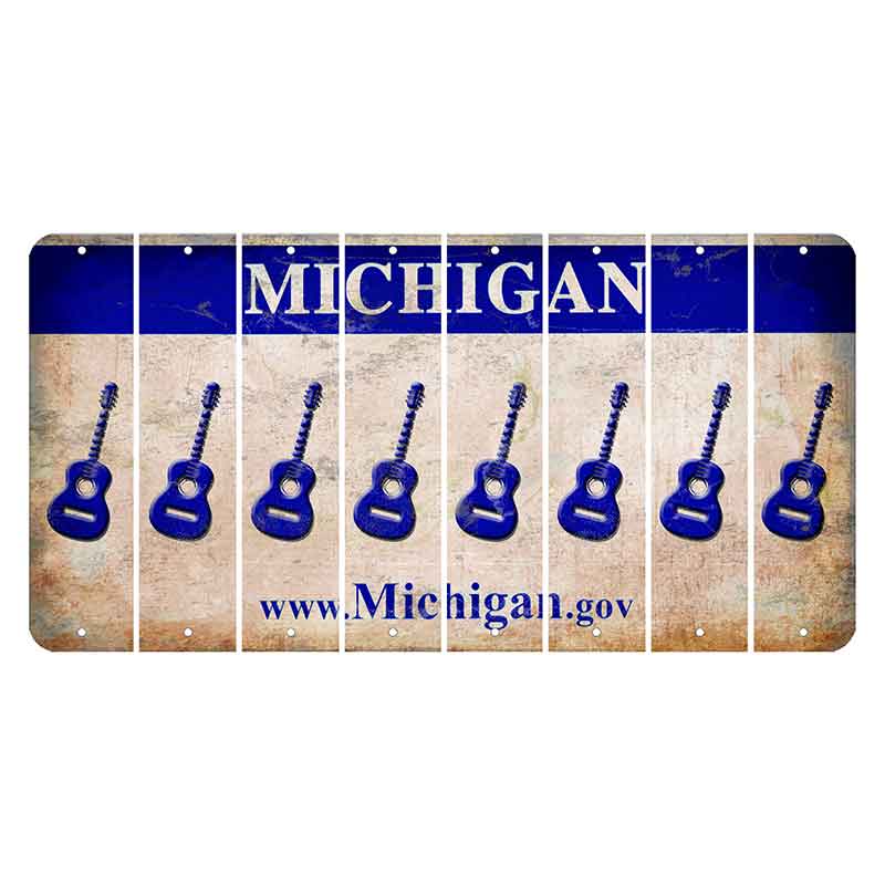 Michigan.gov Cut License Plate Strips (Set of 8) Guitar