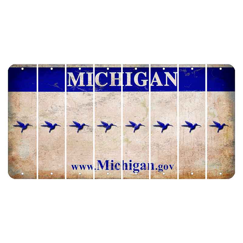 Michigan.gov Cut License Plate Strips (Set of 8) Hummingbird