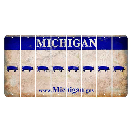 Michigan.gov Cut License Plate Strips (Set of 8) Pig