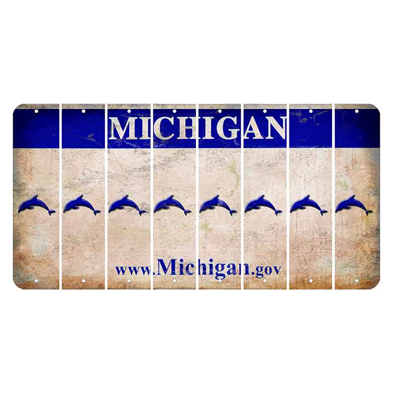 Michigan.gov Cut License Plate Strips (Set of 8) Dolphin