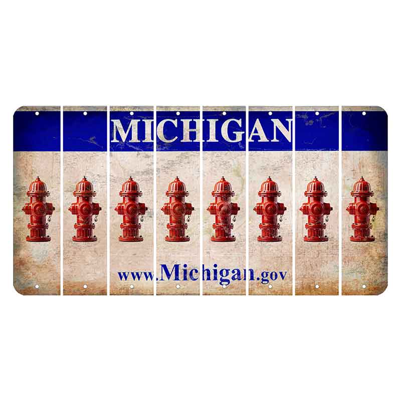 Michigan.gov Cut License Plate Strips (Set of 8) Fire Hydrant